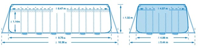 схема установки прямоугольно бассейн интекс 9м